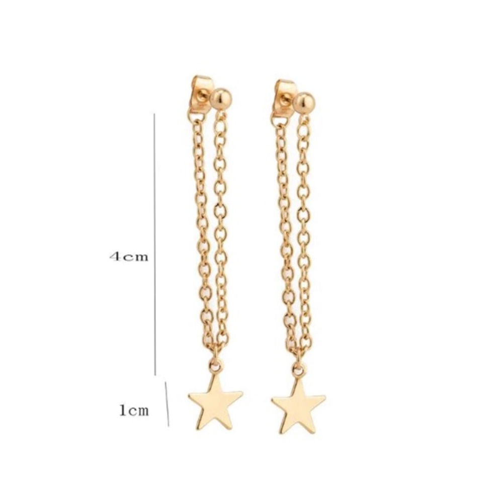 NEW!๐๐AWESOMEโญ๏ธSTAR CHAIN BALLโญ๏ธDROPS!๐๐GOLDEN - Picture 3 of 6